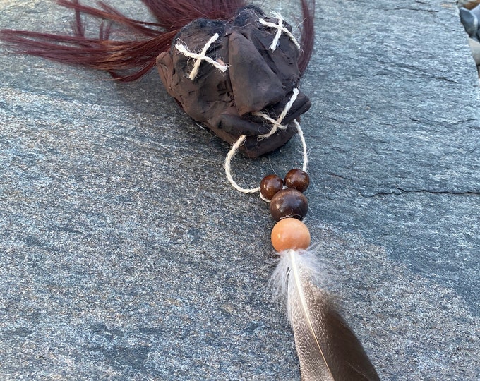 Handmade Shrunken Head with Red Hair