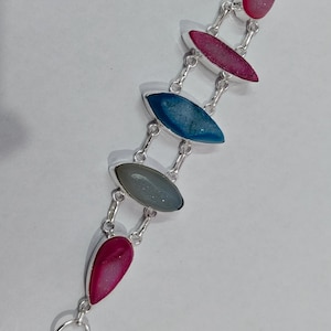 Free shipping /Huge/Titanium/Druzy/Designer/Oxidized/ Stone Silver  handmade Bracelet