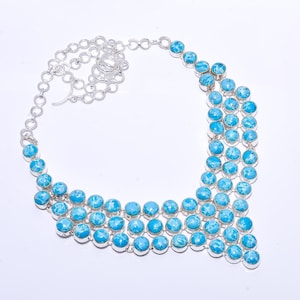 Free shipping /Lari mar/Round/Designer/Oxidized/ Stone Silver  handmade Necklace