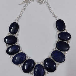 Handmade Oxidized Sterling Silver Lapis Lazuli Necklace