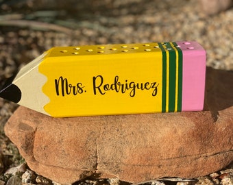 Adorable and Fun Crayon Designed Wooden Block Pencil Holder