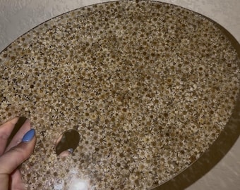 Paleta de arte única con flores prensadas en resina / Decoración artística de epoxi hecha a mano