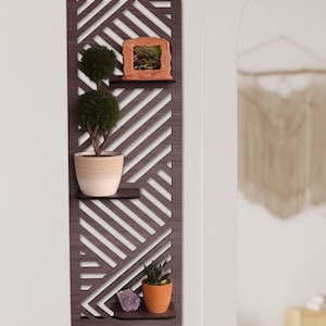 Geometric Wood Wall Shelf, Plant Shelf for Wall, Wall Display Shelf, Succulent Wall Shelf