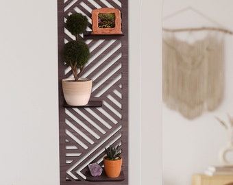 Geometric Wood Wall Shelf, Plant Shelf for Wall, Wall Display Shelf, Succulent Wall Shelf