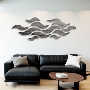 Waves Wood Wall Art, Wooden Wall Decor, Wall Sculpture, 3D Wood Hanging