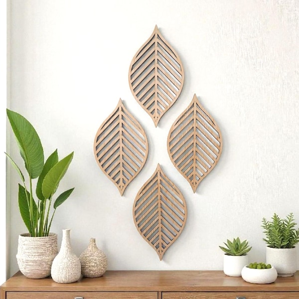 Wood Leaf Wall Art, Wooden Leaves, Leaf Wall Decor, Boho, Modern Farmhouse Gift