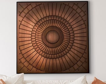 Sun Carved Wood Wall Art, Boho Decor, 3D Textured Wood Wall Hanging, Minimalist Modern