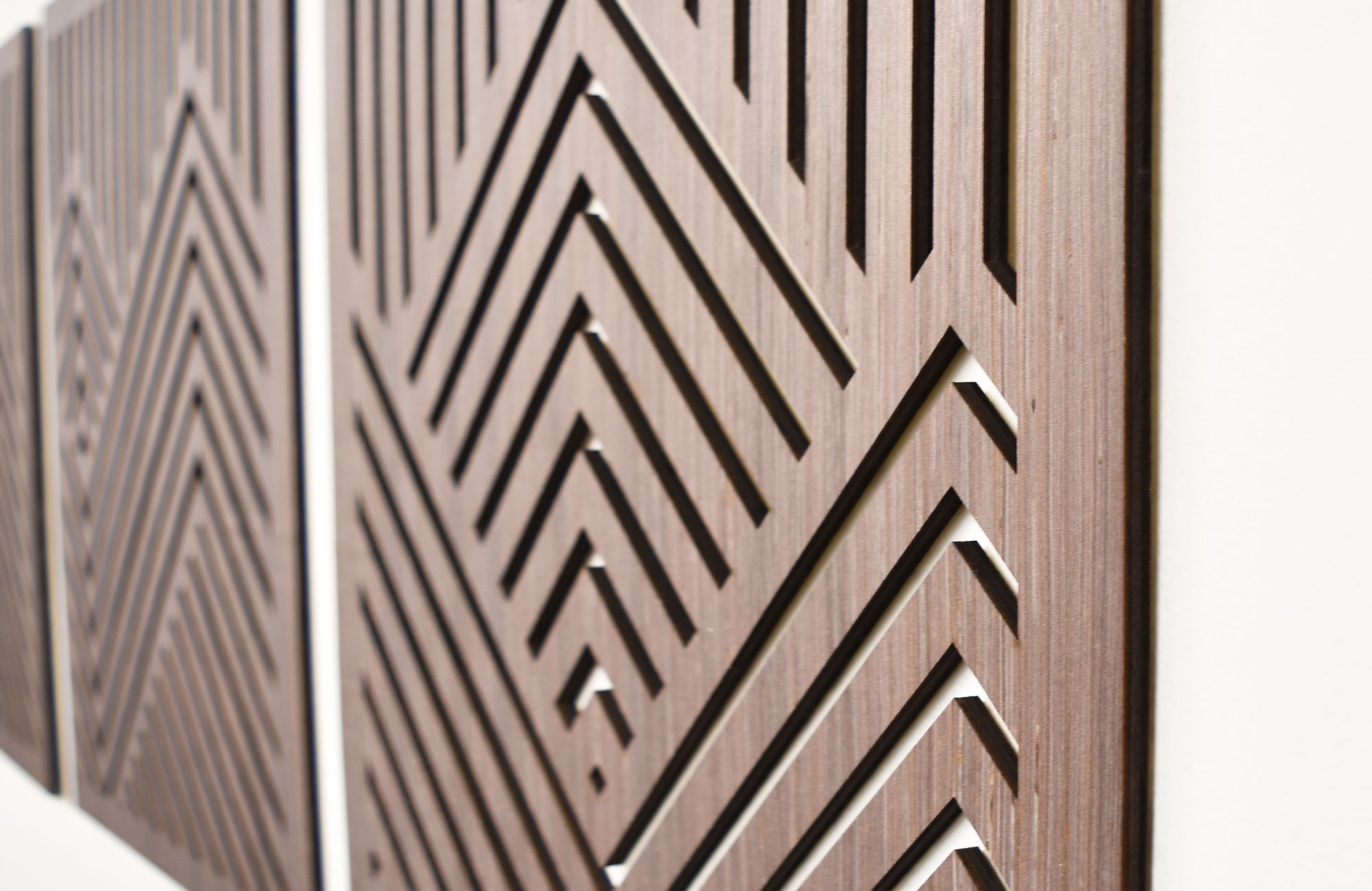 Mountain Wood Wall Decor Panels Set of 3 Square Geometric Etsy