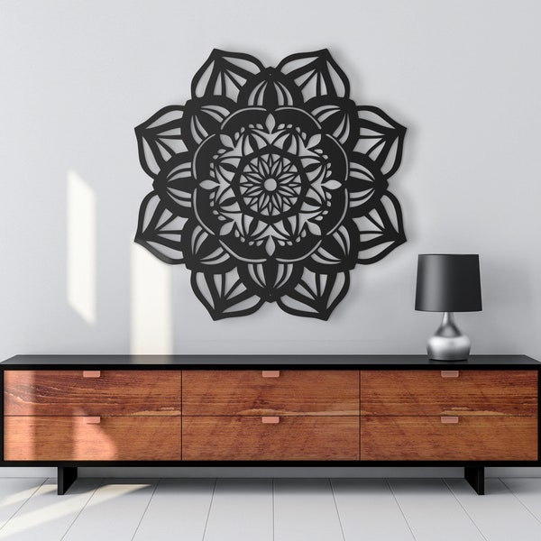 Mandala Wood Wall Art Lotus Flower Artwork