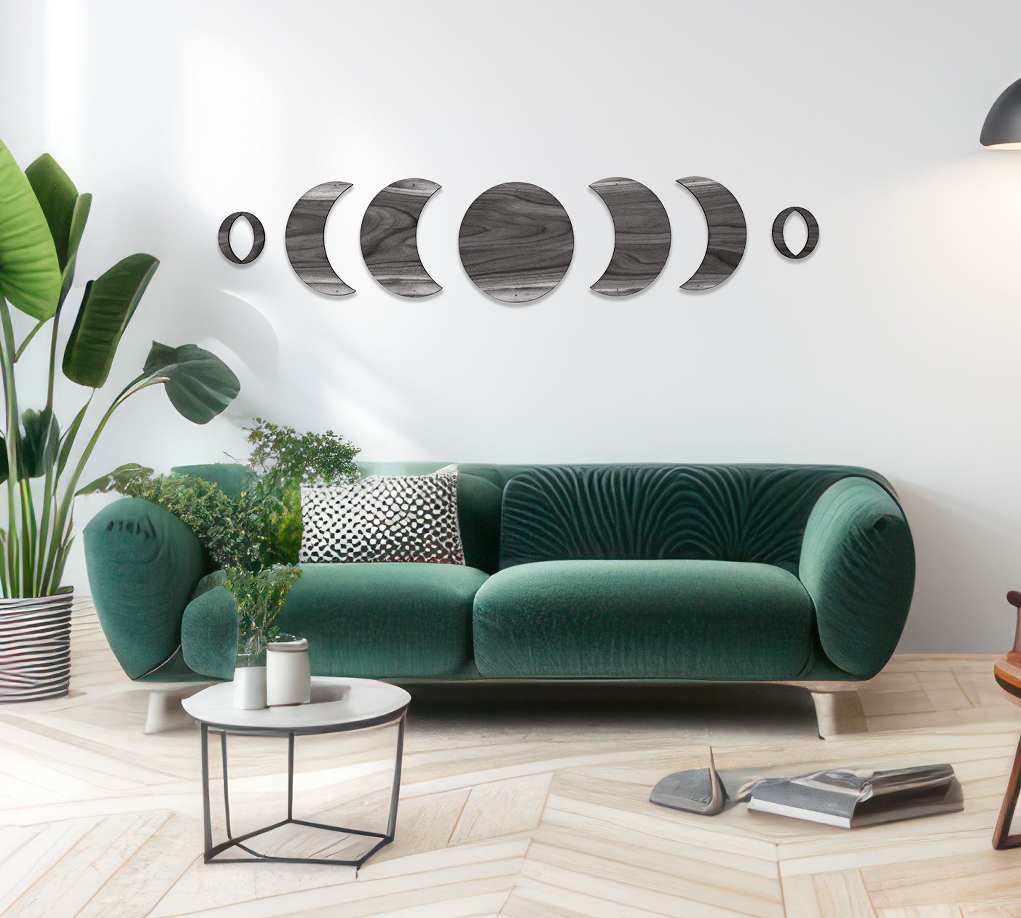 Moon Phases Wood Wall Art, Moon Wooden Hanging, Boho Sun Moon Eclipse ...