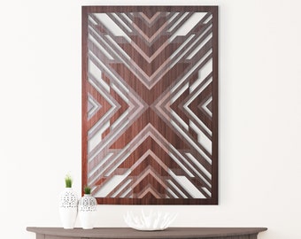 Wood Wall Art 3D, Geometric Wall Art' Boho Wall Art, Wooden Aztec Chevron Wall Decor