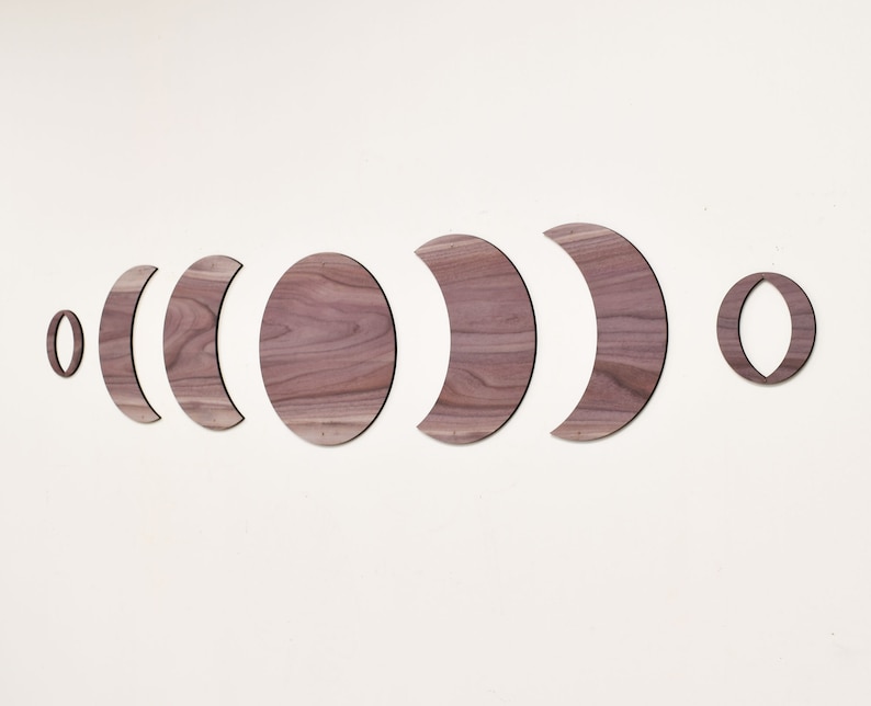 Moon Phases Wood Wall Art, Moon Wooden Hanging, Boho Sun Moon Eclipse ...