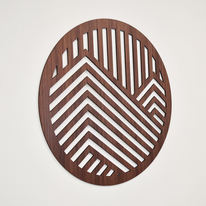 Wood Mountains Wall Art Geometric Round Circle Wooden Artwork Etsy