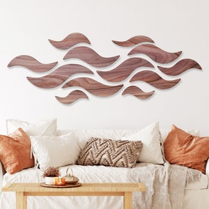 Wood Wall Art Wave, Wood Wall Sculpture, 3D Wood Decor Hanging