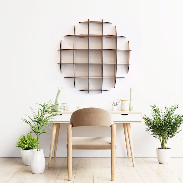 Globe Wood Wall Shelf, Unique Wall Shelf, Succulent Wall Shelf, Round Shelf, Funko Pop Display, Photo Shelving