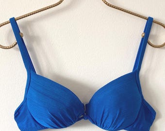 vintage 90's royal blue bikini by athena | cute strappy blue bikini | size small or medium | 1990 fashion high rise cheeky bikini