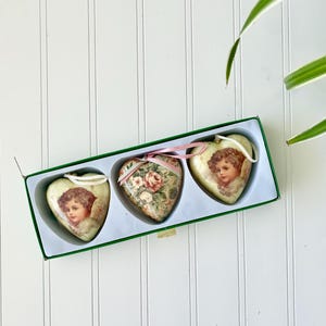 Vintage Decoupage Heart Ornaments | Floral & Angel Valentine's Decor