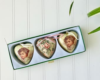 Vintage Decoupage Heart Ornaments | Floral & Angel Valentine's Decor