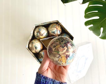 vintage paper mache cherub ornaments | vintage christmas angel themed tree decor