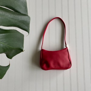 tiny red purse by liz claiborne | fire engine red vintage y2k fashion bag | mini long strap shoulder bag | y2k bright red cute everyday bag