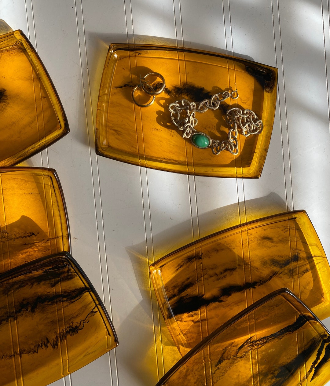 Turtle Shell Tray Vintage Tortoise Shell Thick Plastic Mini Trays Set of 5 | Vintage ...