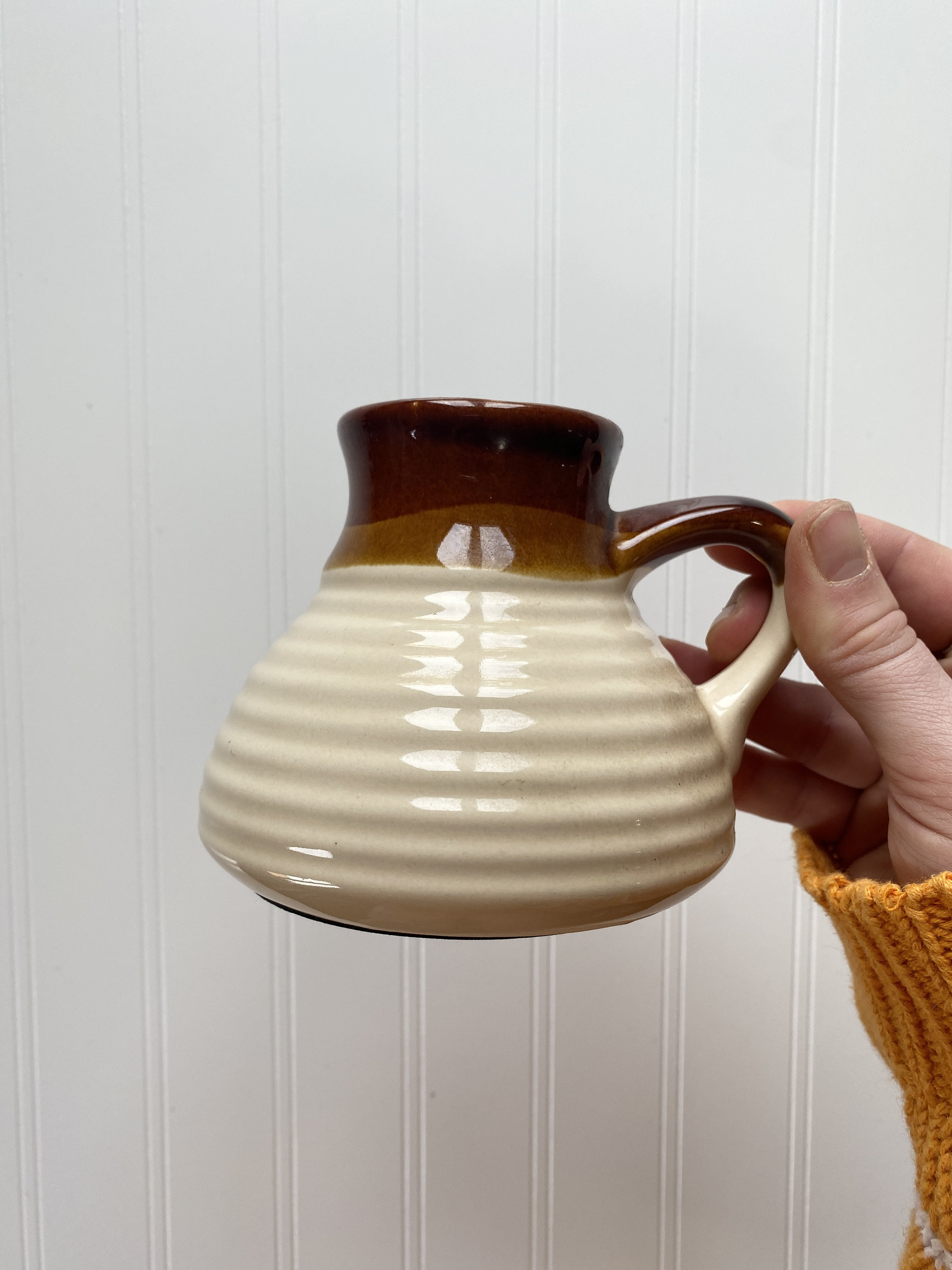 Vintage No Spill Coffee Mug Pottery Ceramic No Slip Wide Bottom Travel Mug  Cup