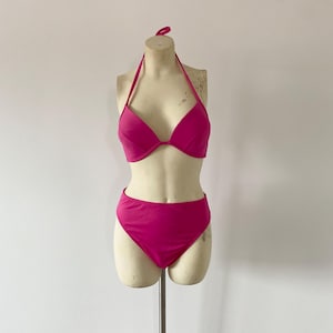 vintage 90&#39;s pink venus bikini | padded super high rise pink bikini | vintage 1990 fashion bathing suit | cute high waisted bathing suit