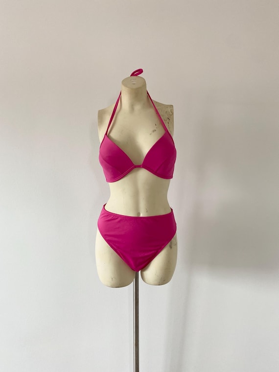 Vintage 90s Pink Venus Bikini: Padded High-Waiste… - image 1