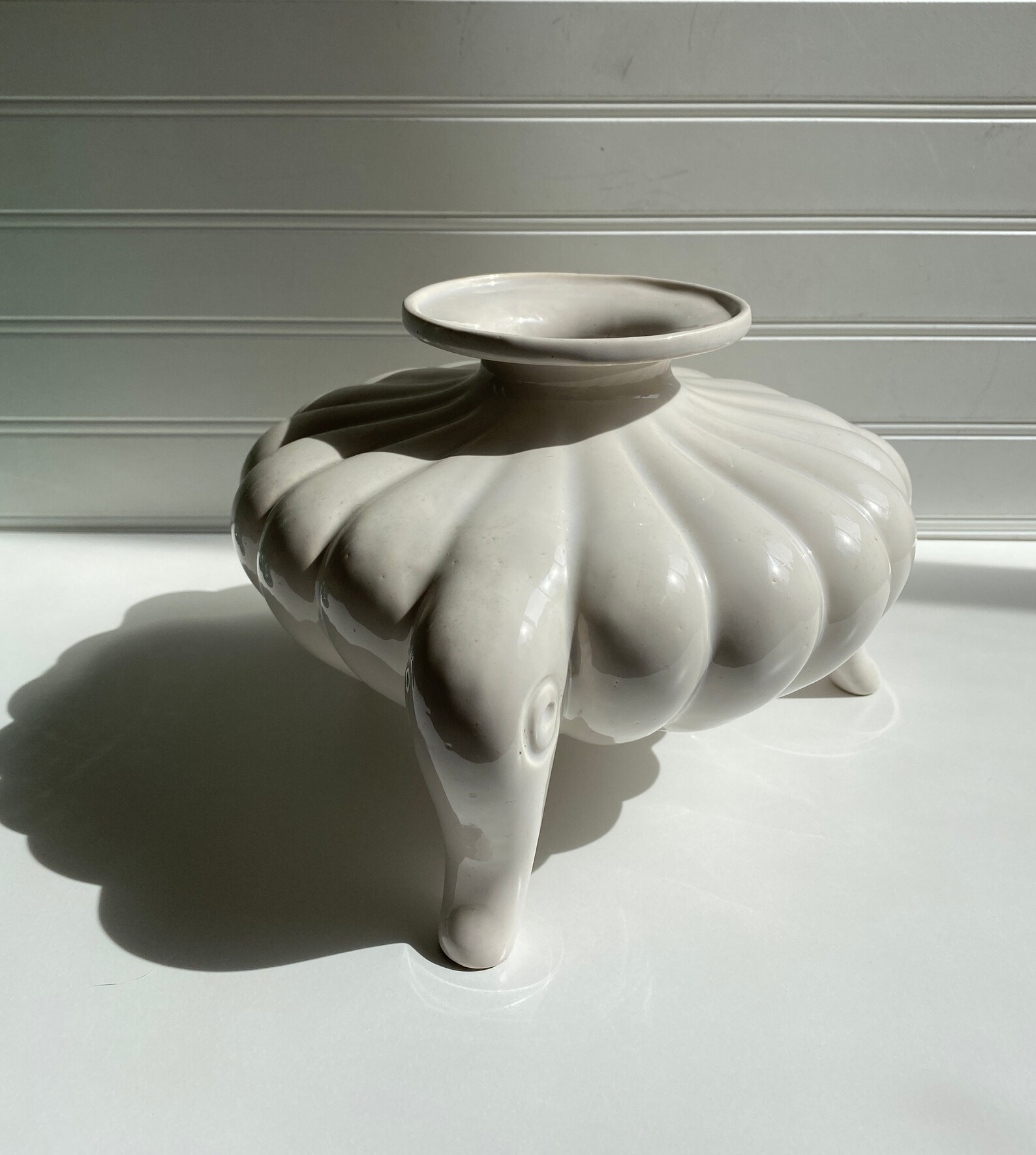 Unique White Vase with Pedestal Legs Vintage Cushion Planter | Etsy