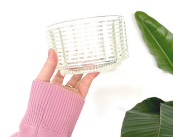 Vintage Textured Glass Planter – Small Terrarium Pot for Succulents, Air Plants