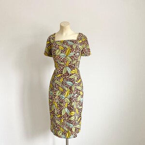 y2k 100% silk dress by Adrianna Papell | tropical cheetah print vintage dress | size 6 women's summer dress | summer wedding guest dress bild 3