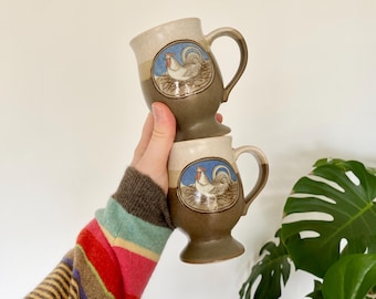 vintage rooster mugs | country kitchen decor