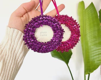 vintage y2k sequins photo frame ornament | mini round hanging wall picture frame | sequins y2k bedroom decor
