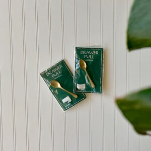 Vintage Pier 1 Spoon Drawer Pulls | Solid Brass Set of 2