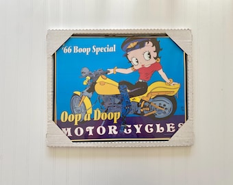 Gorgeous Collectible and Vintage Tin Sign Betty Boop Live to Ride