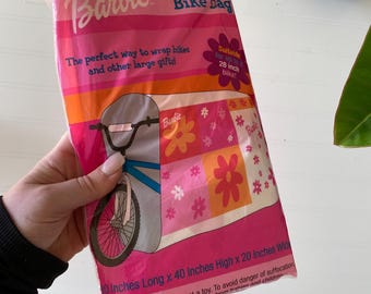 Vintage 2001 Barbie Bike Gift Bag | Retro Flower Power XL
