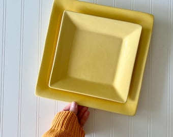 vintage pier 1 square butter yellow dinner plate set