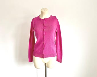 Vintage Cotton Blend Y2K Pink Cardigan Size XS | Long Sleeve Button-Up Business Casual Office Outfit for Women