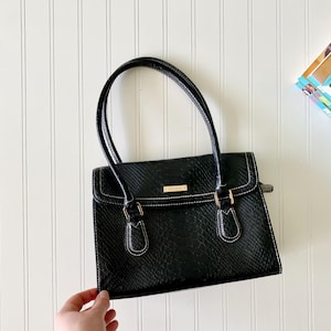 Bolso de hombro vintage Liz Claiborne con billetera incorporada / bolso de hombro con asa superior estilo Y2K 2000 / bolso de diario negro neutro