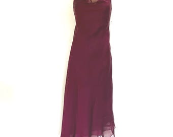 y2k size 8 asymmetrical hem purple prom dress | cute mid length dance dress