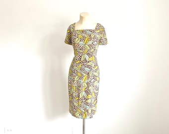 y2k 100% silk dress by Adrianna Papell | tropical cheetah print vintage dress | size 6 women's summer dress | summer wedding guest dress