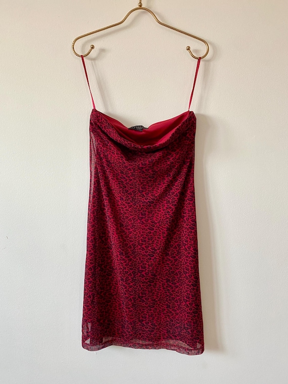 y2k stretchy tube top dress | vintage 90's club dress in red