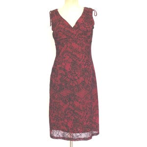 Red Dress With Black Lace Overlay - Etsy