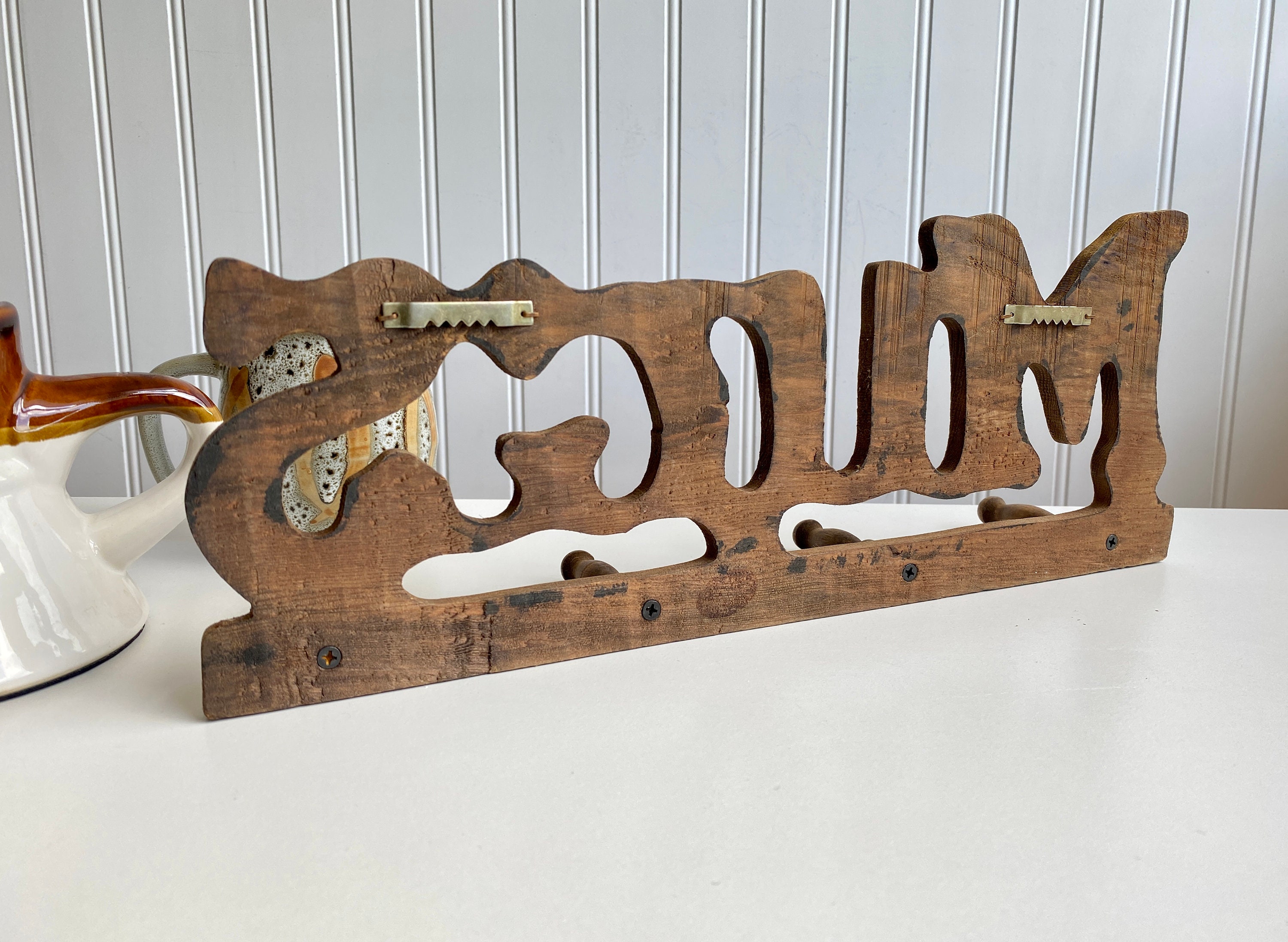 Vintage Hanging Mug Rack Lightweight Wooden Mug Wall Display Etsy