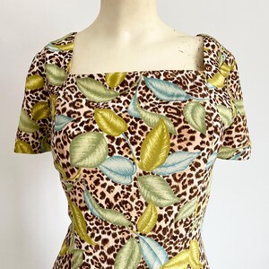 y2k 100% silk dress by Adrianna Papell | tropical cheetah print vintage dress | size 6 women's summer dress | summer wedding guest dress bild 2