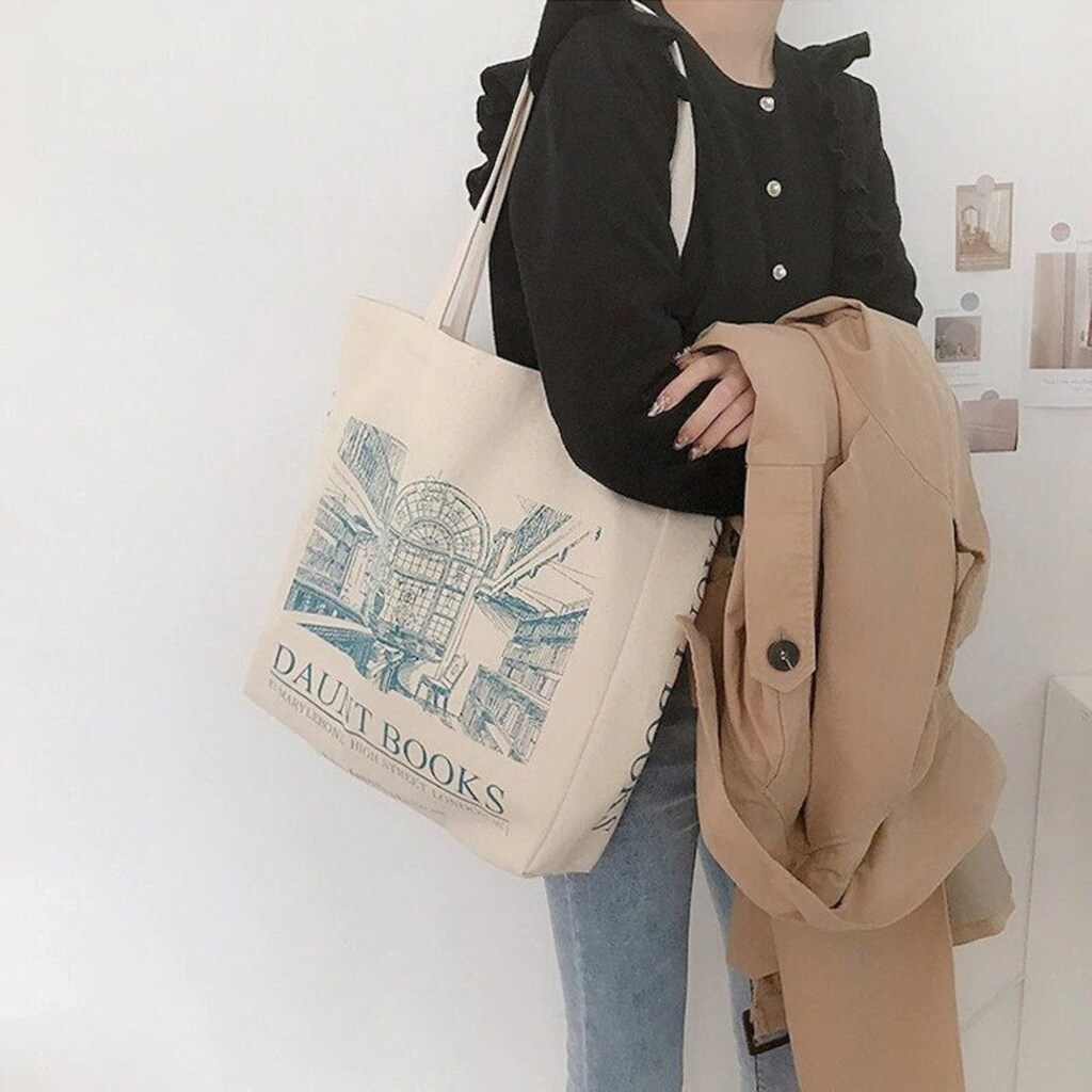 BWWKTOP Tote Bag In Tela Di Cotone Con Design Londra – Borsa Shopping E Viaggio 37x32 Cm, Tracolla Resistente, Regalo Souvenir Originale