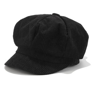 Cordmütze, Schirmmütze, Paperboy Mütze, schlichte und minimalistische Mütze, schlichte mütze, reine und schlichte Mütze Schwarz