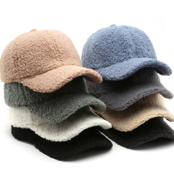 Sherpa Fausse Fourrure Shearling Sherpa Casquette de baseball Femmes | Casquette de baseball pour femmes | Chapeau décontracté chic et élégant