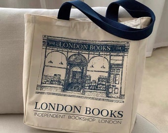 London Books Canvas Shoulder Bag | Shopping School Grocery Book Tote Canvas