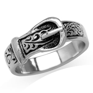 Silvershake 925 Sterling Silver Oxidized Finish Belt Buckle Ring Jewelry for Men or Women
